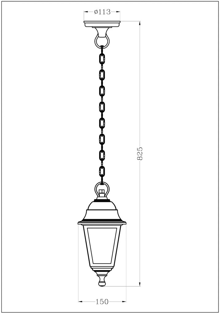 Avide Kültéri Függesztett Lámpa Blake 1xE27 825mm Fekete IP44