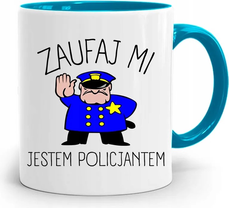Kék Bögre Rendőrnek Rendőr Vagyok, fényképes nyomattal
