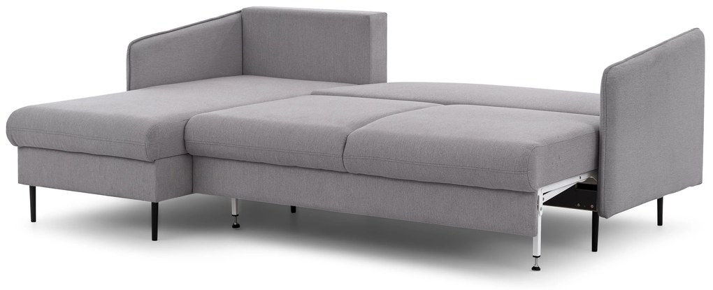 Movani ágyazható balos sarokkanapé - szürke Loft 19 szövet / fekete lábak