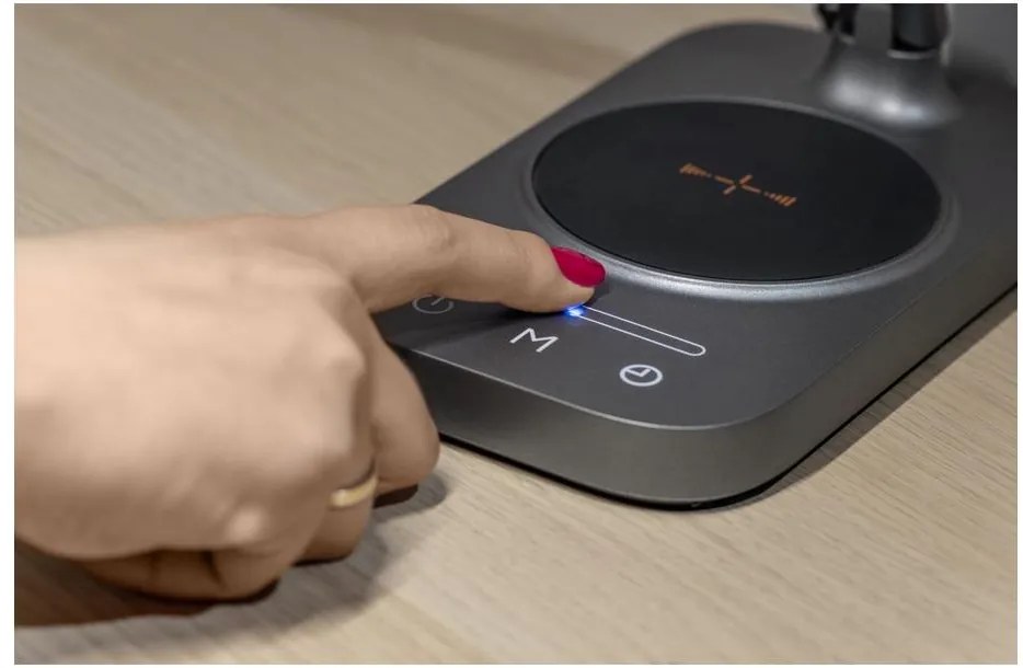 Lámpa Asztali BRESSI 8W, 450lm, AC220-240V, 3-CCT, Wireless töltő, USB, PF>0,5, RA>80, szürke