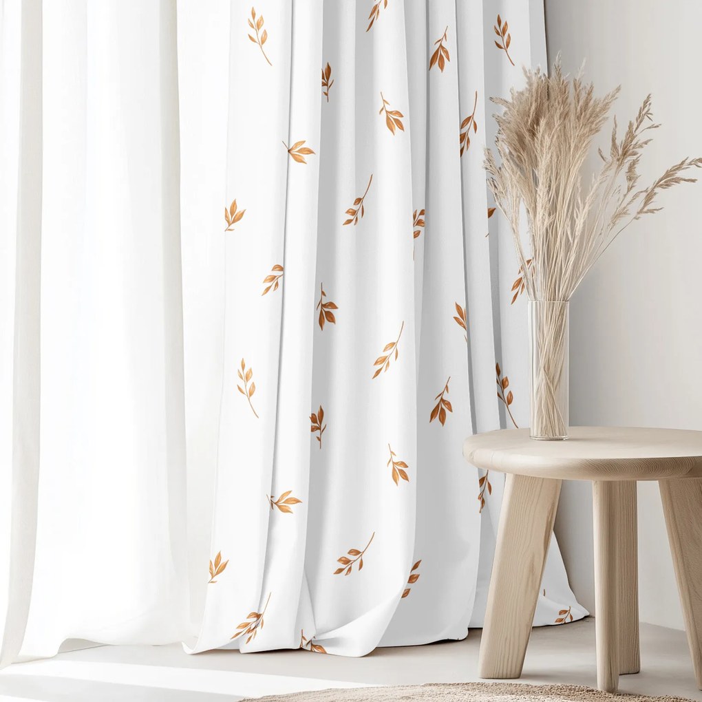 Goldea pamut drapéria - barna őszi levelek 280x150 cm