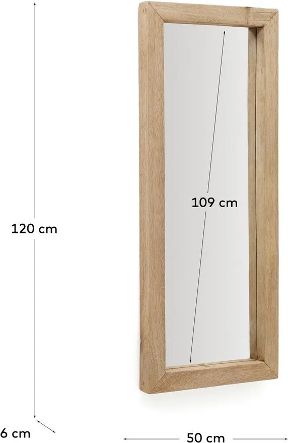 Fali tükör tömörfa kerettel 50x120 cm Maden – Kave Home