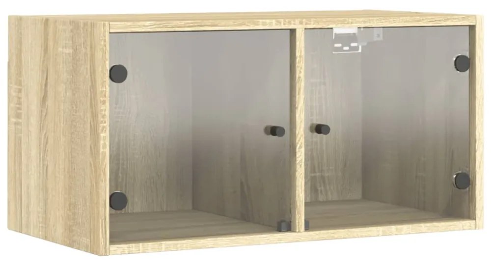 2 db sonoma tölgy színű faliszekrény üvegajtókkal 68,5x37x35 cm