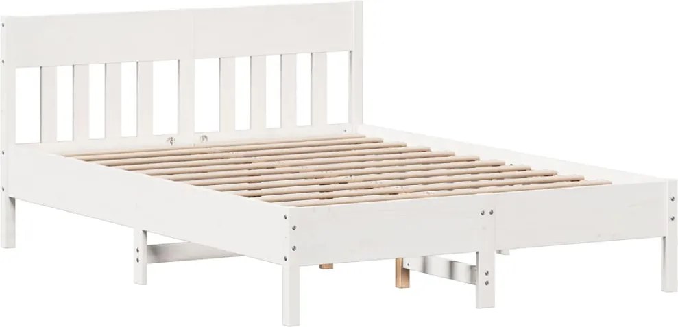 vidaXL fehér tömör fenyőfa ágy matrac nélkül 120 x 190 cm