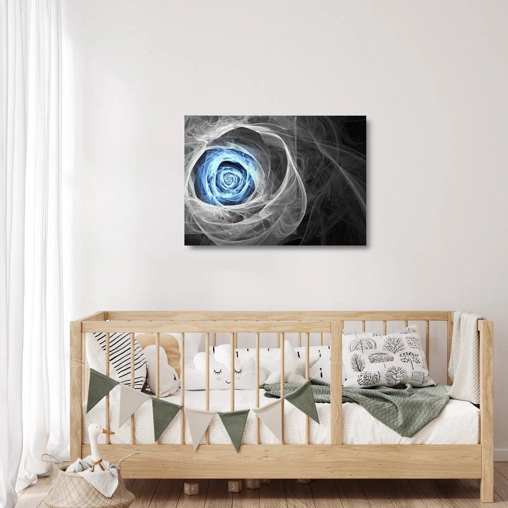 Üveg kép - Absztrakt rózsa kék (70x50 cm)