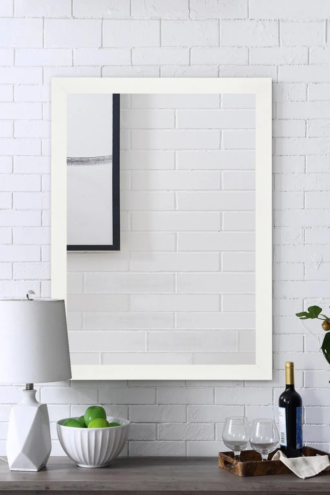 Framed tükör, fehér, 40×55 cm