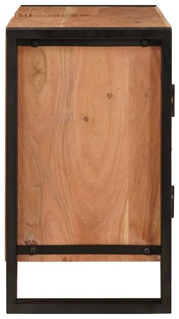 Fürdőszobai mosdószekrény 71 x 33 x 58 cm Tömör akácfa és vas