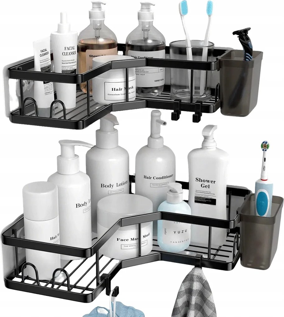 2x Fürdőszobai Akasztós Polc sarok zuhany polc akasztó szett