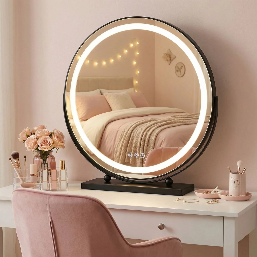 Rea Rea, LED SMINKTÜKÖR Fekete 50 cm, HOM-12022