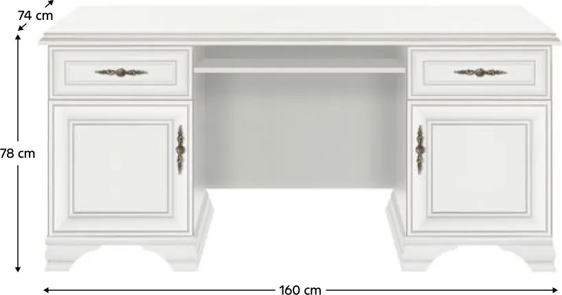 PC-asztal, alpesi fehér, KENTAK BIU2D2S