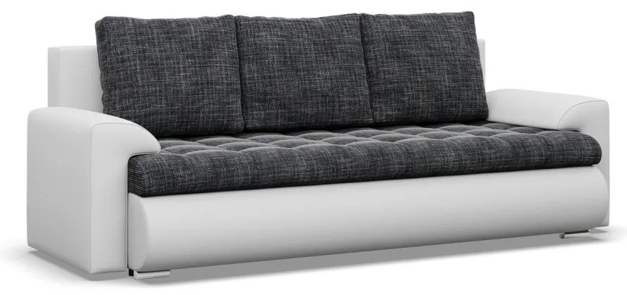 Tokio kanapéágy, fonott + műbőr, sötétszürke - fehér