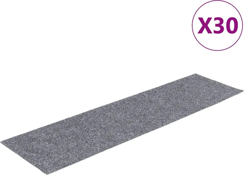 vidaXL öntapadós lépcsőszőnyegek 30 db 76 x 20 cm világosszürke téglalap alakú