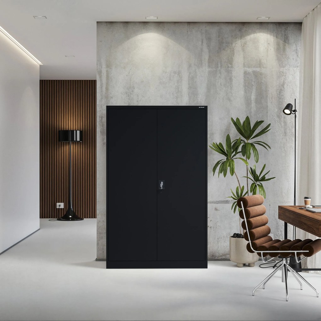 JAN II irodai, irattartó fémszekrény, 1150 x 1850 x 400 mm, fekete