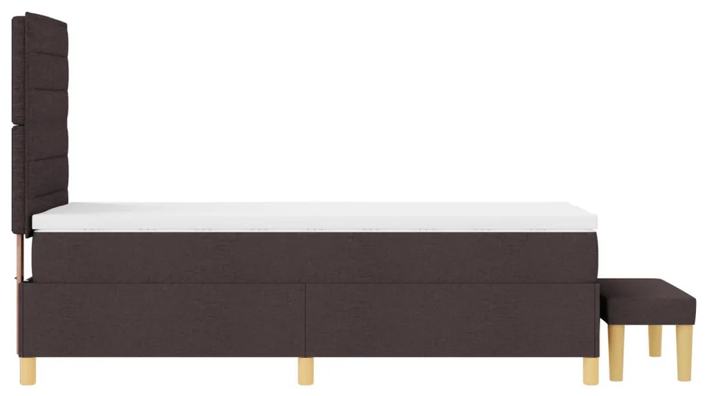 Boxspring Ágy Matracokkal és Padokkal Sötét Barna 90x200 cm Szövet