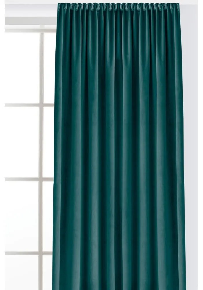Petróleumkék bársony dimout (részleges sötétítő) függöny 265x250 cm Velto – Filumi