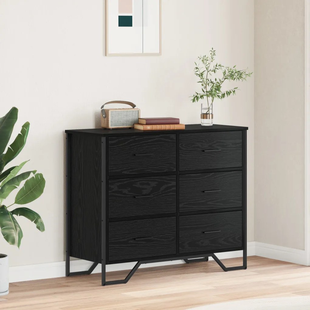 Éjjeliszekrény Fekete Tölgy 91x35.5x74.5 cm Szerelt Fa