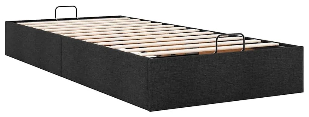 Ottomán ágykeret matrac nélkül fekete 90x200 cm szövet