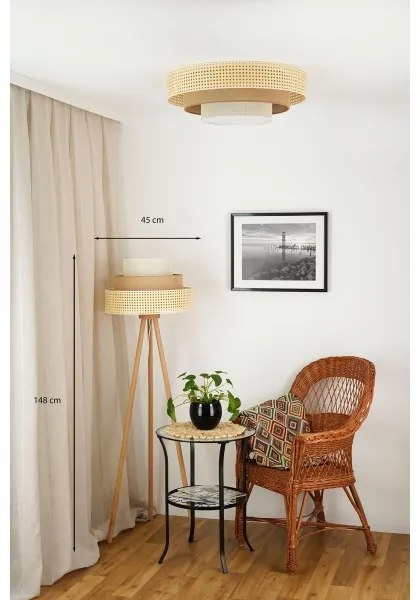 Brilagi - Állólámpa CEDAR LUNETA 1xE27/15W/230V rattan/barna/krém