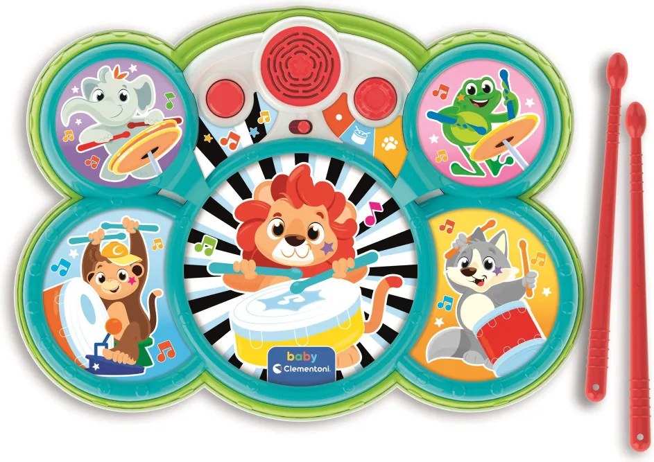Színes Animal baba dobfelszerelés Clementoni