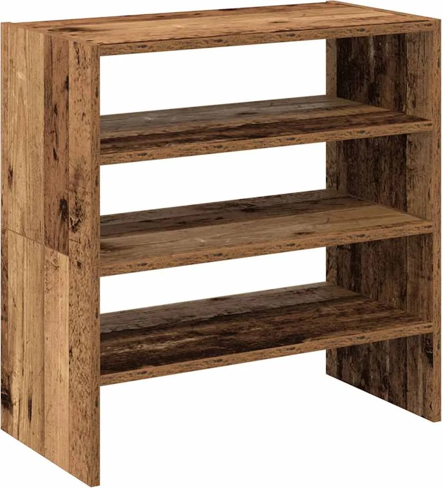 vidaXL 2 db antik fa színű cipőtartó állvány halmozható 60x30x30,5 cm