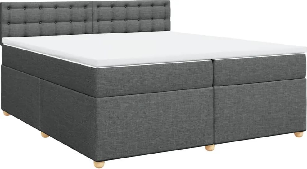 vidaXL sötétszürke szövet rugós ágy matraccal 200 x 200 cm