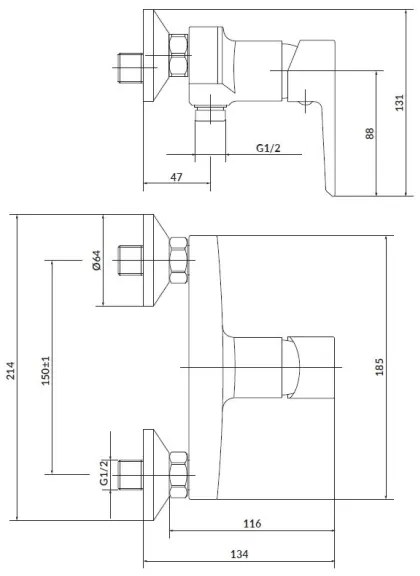 Cersanit S952-004 zuhanyszett csapteleppel + MILLE mosdó csaptelep, króm