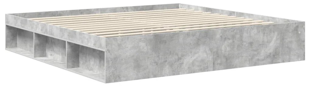 vidaXL Ágykeret fejtámlával Beton 200 x 200 cm Tömör fenyőfa