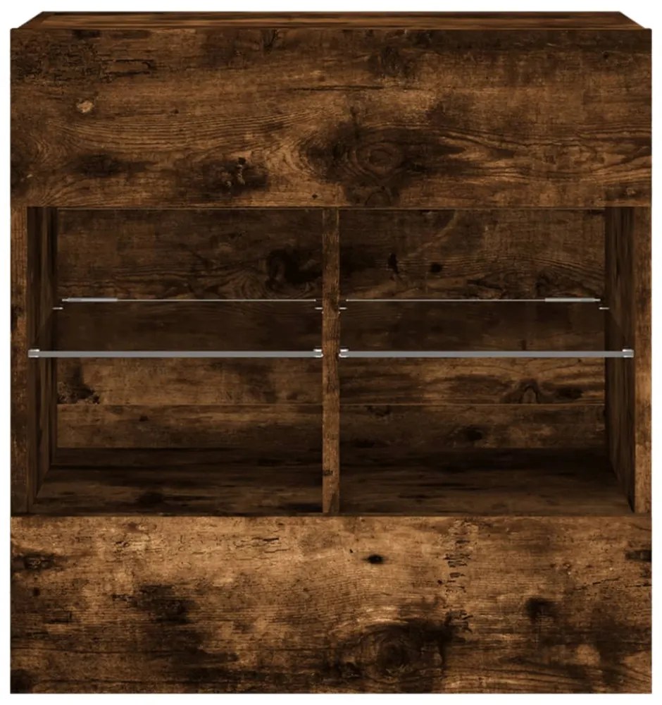 füstös tölgy színű fali TV-szekrény LED-ekkel 58,5x30x60,5 cm