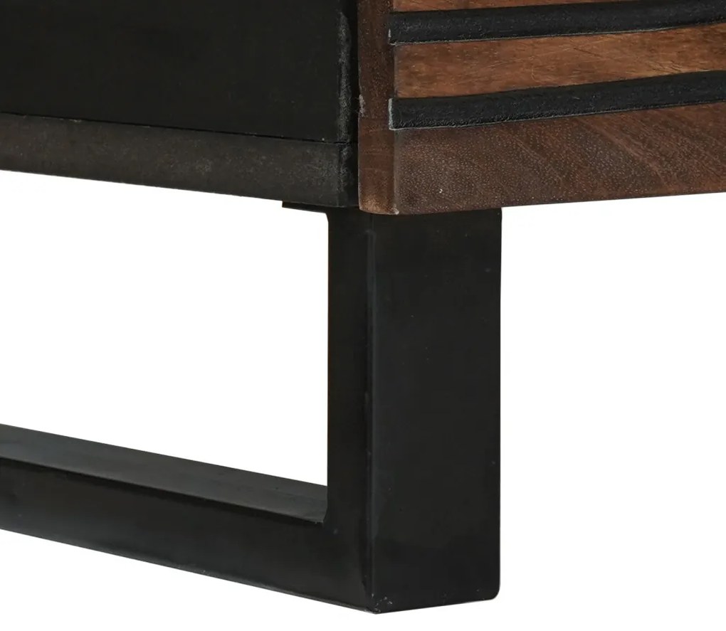 TV szekrény - 80x33.5x46 cm, tömör fa és mérnöki fa alapanyagból készült.