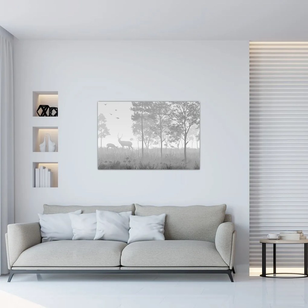 Kép - rét szarvasokkal (90x60 cm)