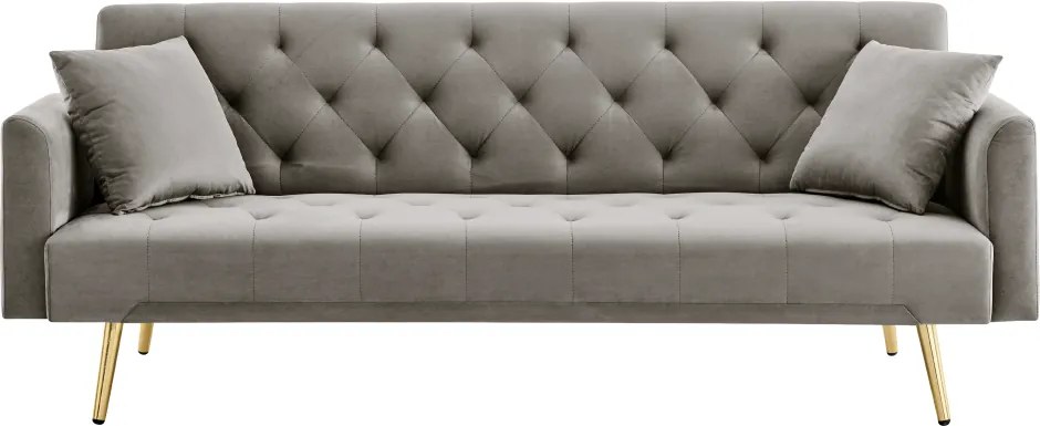 Kihúzható kanapé, szürkésbarna Taupe/gold króm-arany, ALISIA