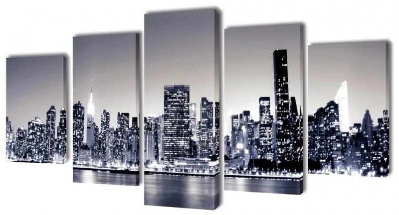Vászon falikép szett monokróm new york-i Skyline 200 x 100 cm
