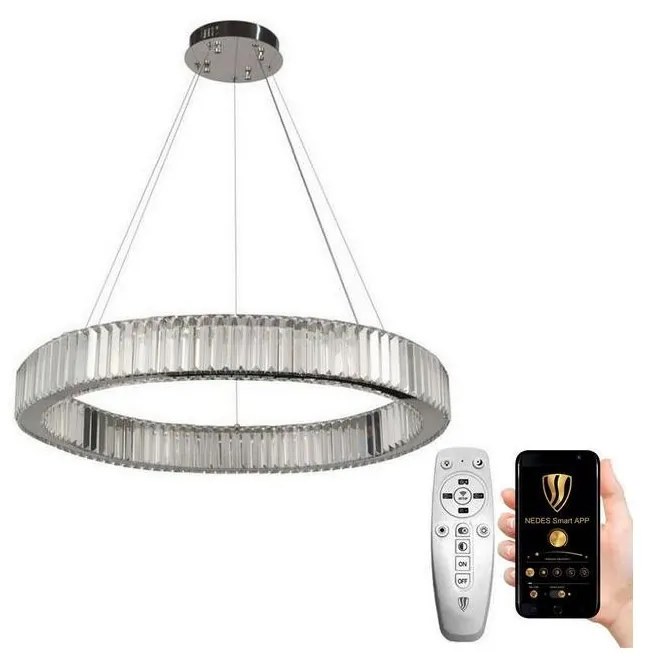 NEDES LED Dimmelhető csillár zsinóron LED/50W/230V 3000-6500K króm + távirányítás ND3545