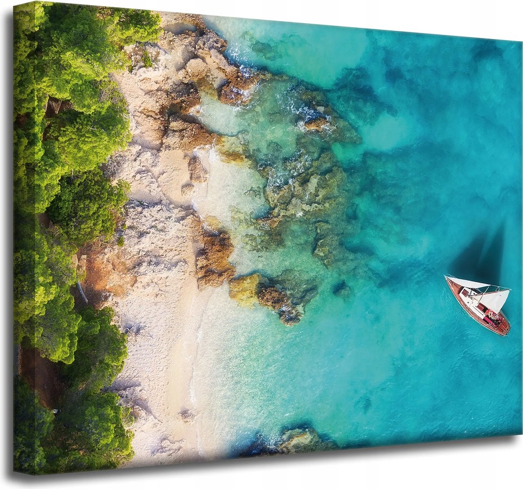 Vászonkép Tengerpart Erdők Víz Sziklák Tengerpart 50x40 cm Ideális ajándék