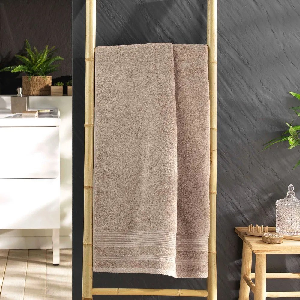Bézs frottír pamut fürdőlepedő 70x130 cm Tendresse – douceur d'intérieur
