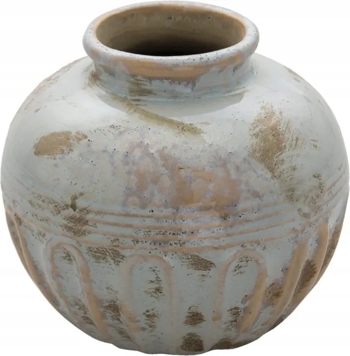 Kerámia váza kék-szürke patinával Heleentje 12x11 cm