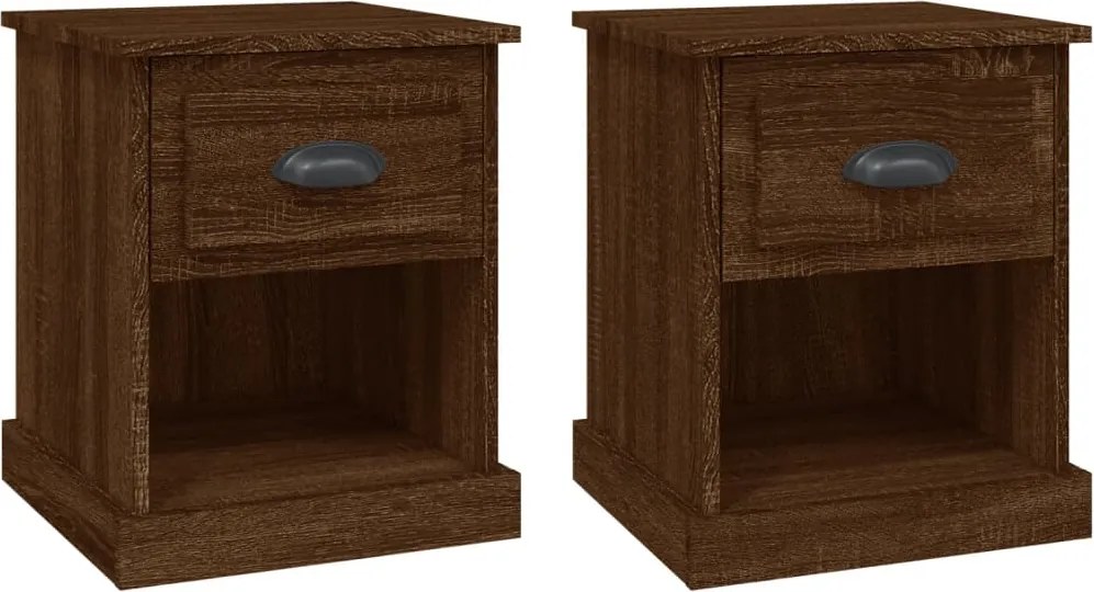 vidaXL 2 db barna tölgyszínű szerelt fa éjjeliszekrény 39x39x47,5 cm