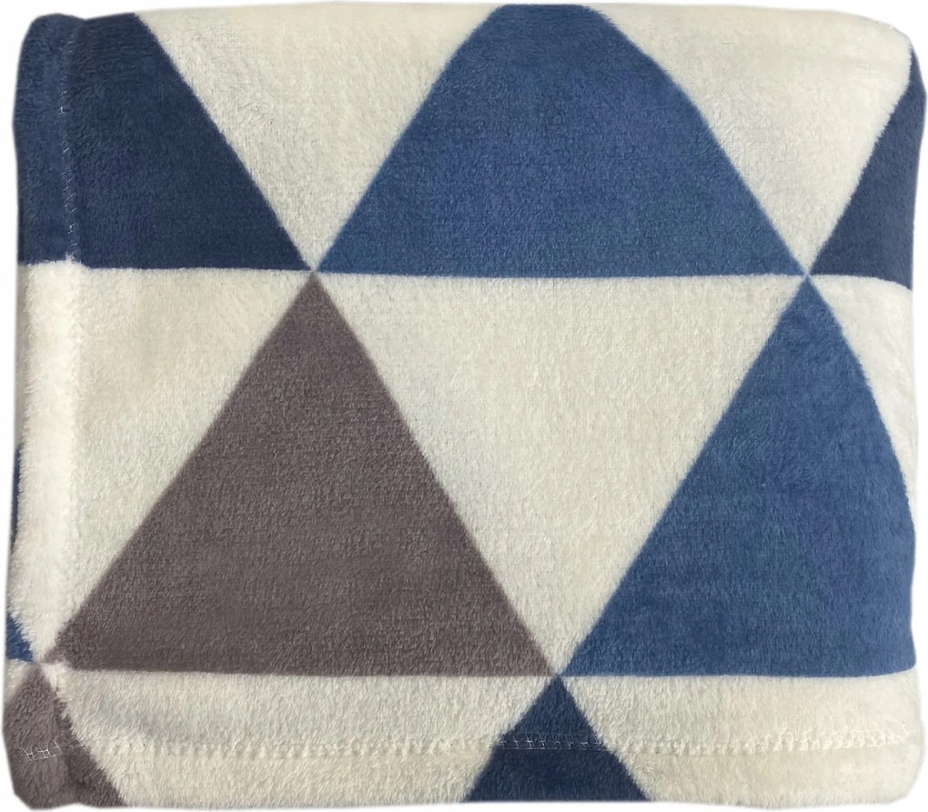 Home Elements Mikroflanel takaró 150 x 200 cm, Háromszögek, kék és fehér