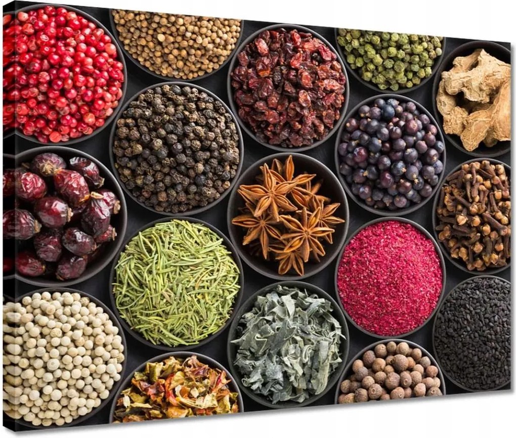 Vászonkép 40x30 Fűszertartó tálak gyógynövények