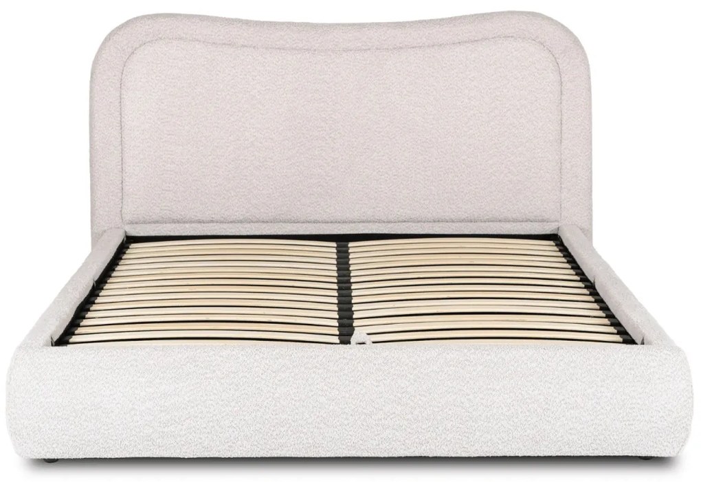 Szürke Bouclé Franciaágy Ágyneműtartóval. 160x200 HAGA