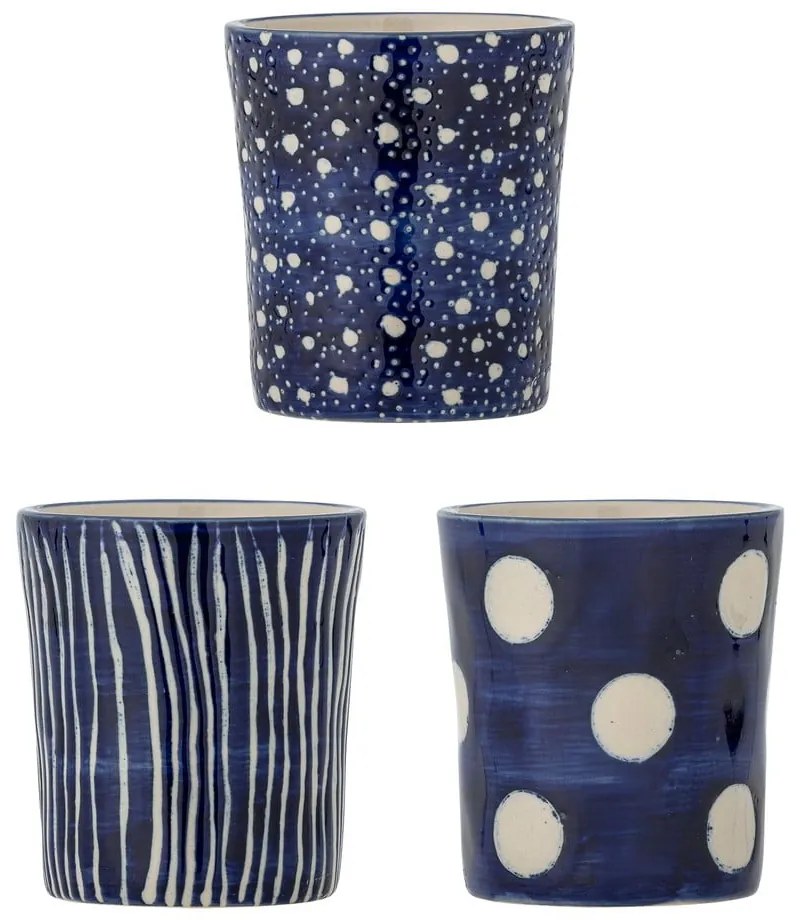 Sötétkék kőedény eszpresszó csésze szett 3 db-os 190 ml Minoa – Bloomingville