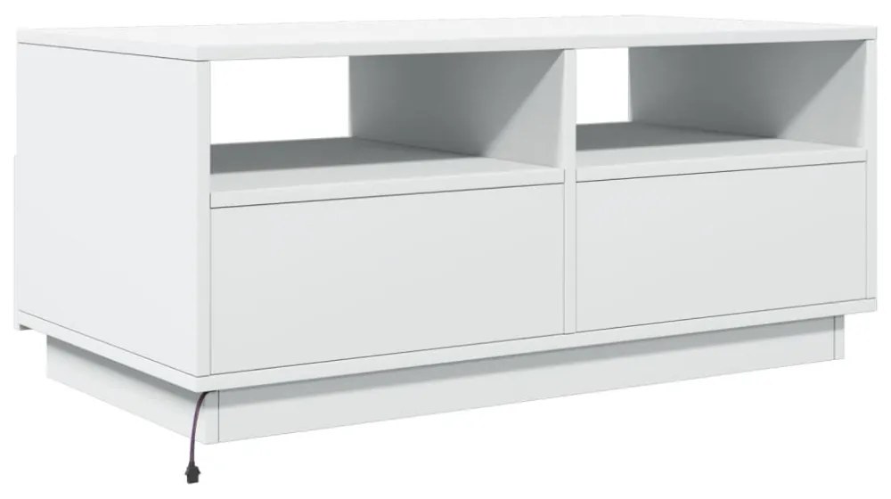 fehér dohányzóasztal LED-lámpákkal 90x49x40 cm