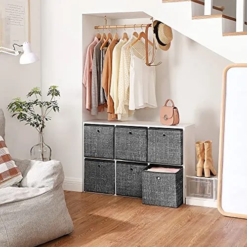 Tárolódobozok, 6 db-os szett, összecsukható doboz, foltos fekete