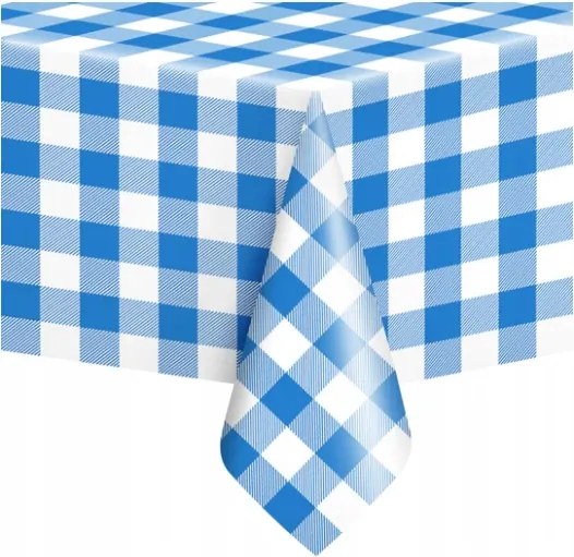 Abrosz eldobható Kék Kockás születésnapi dekoráció 137x274cm