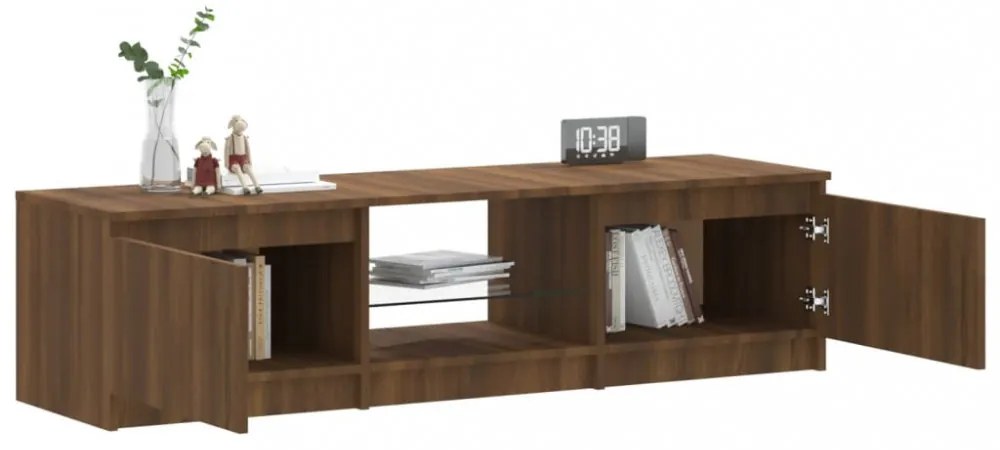 barna tölgyszínű TV-szekrény LED-ekkel 140 x 40 x 36 cm