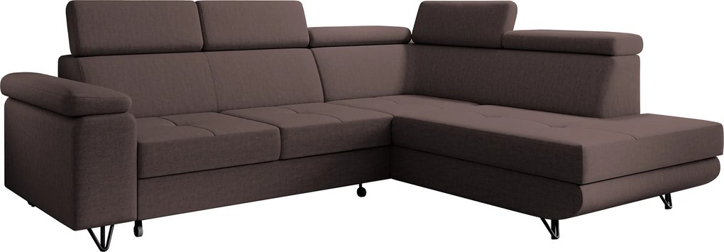 Kinyitható ülőgarnitúra, barna, jobbos, JOGI ROH