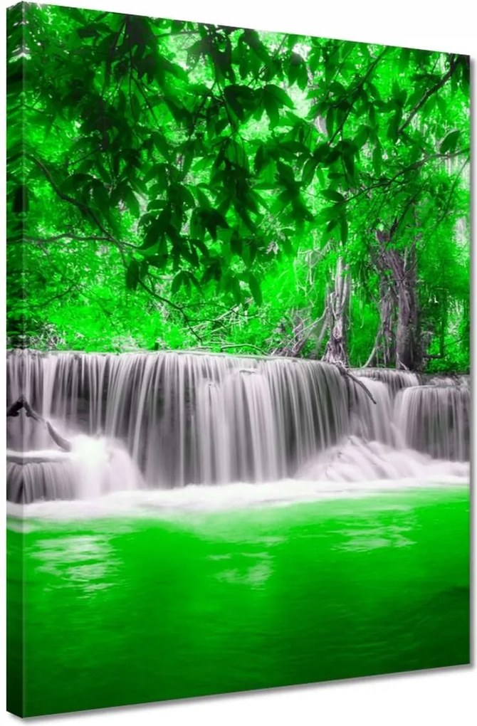 Vászonkép 30x40 Zöld vízesés Kaszkád