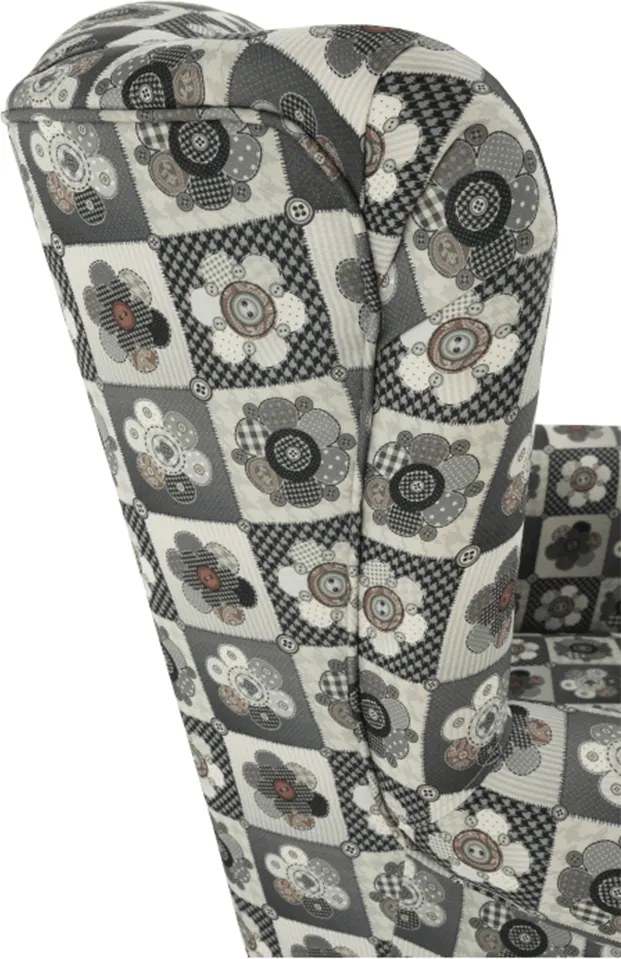 füles fotel puffal, szövet patchwork N1, ASTRID