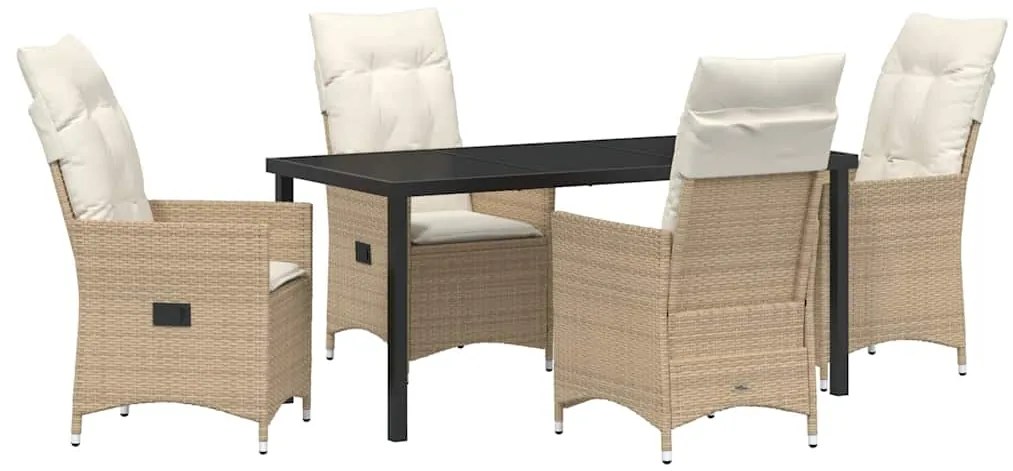 vidaXL Kert étkező szett párnával 5 pcs Bézs polirattan