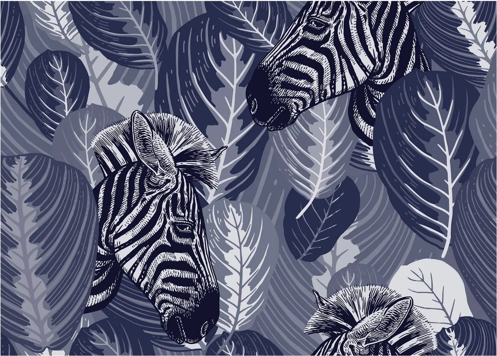 Kép - Zebrák a levelek között (üvegen) (70x50 cm)